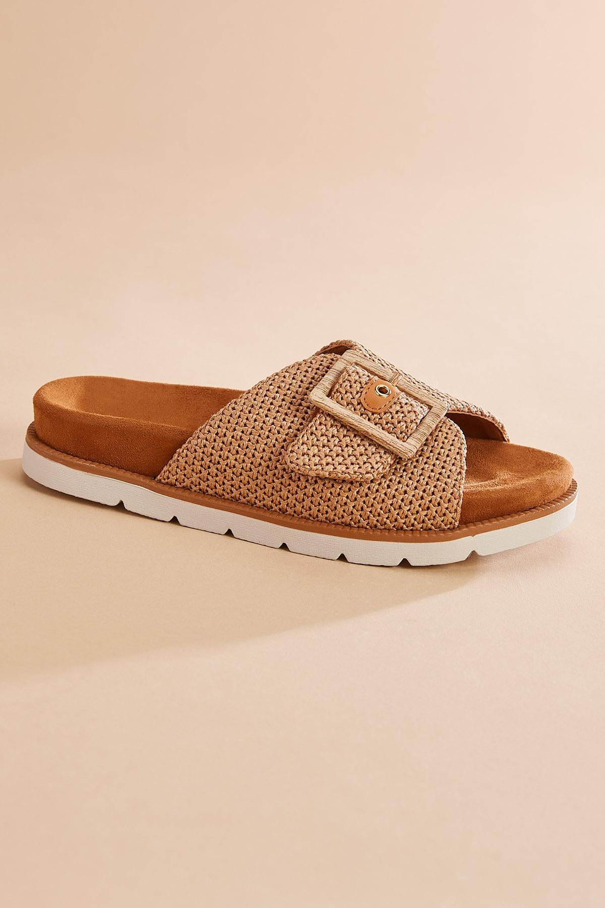 Versona raffia foot bed platform sandals PINK