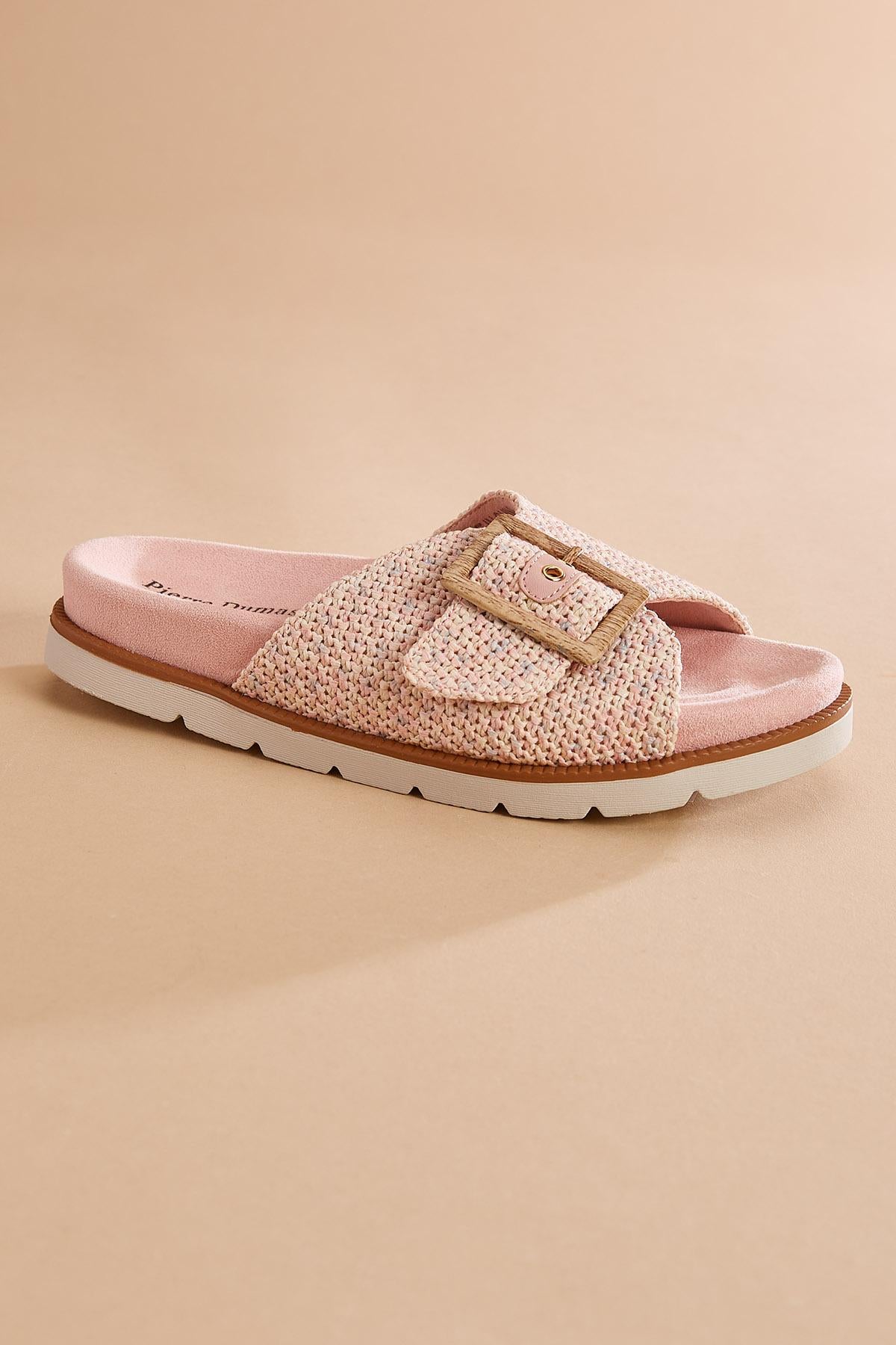 Versona raffia foot bed platform sandals PINK