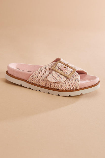 Versona raffia foot bed platform sandals PINK