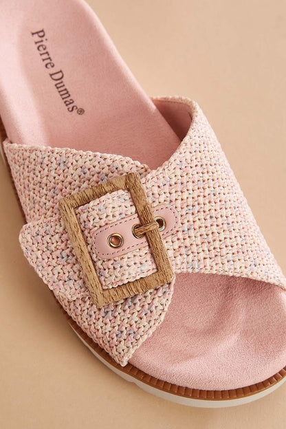 Versona raffia foot bed platform sandals PINK
