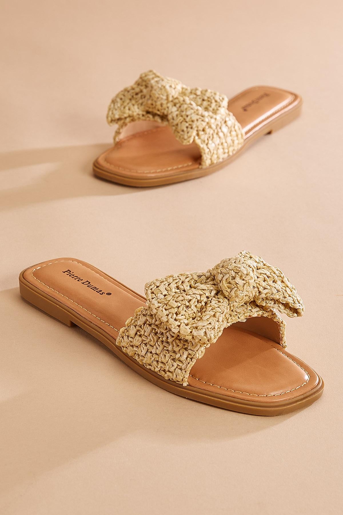 Versona raffia bow sandals BEIGE