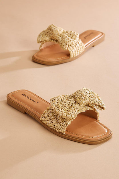 Versona raffia bow sandals BEIGE