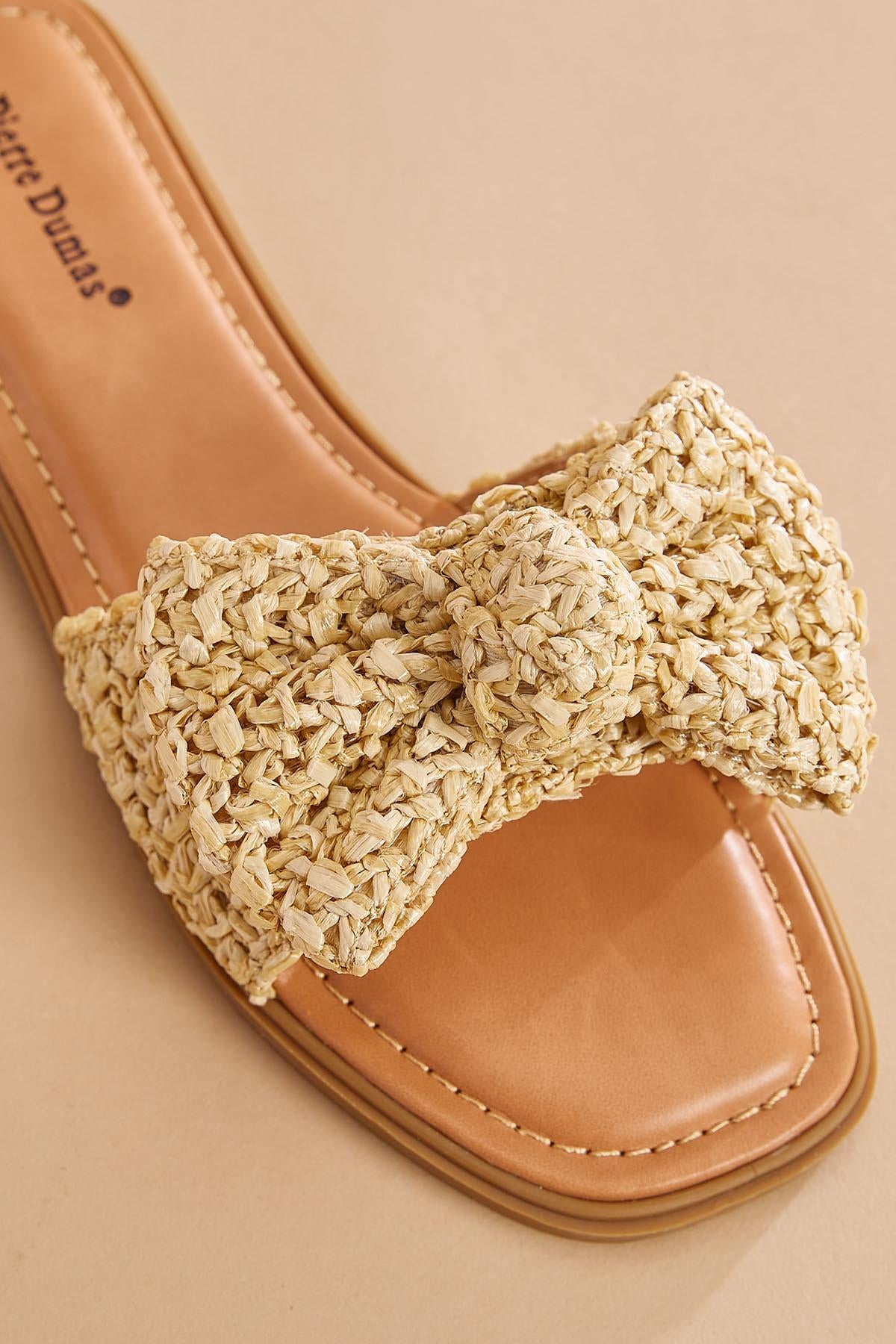 Versona raffia bow sandals BEIGE