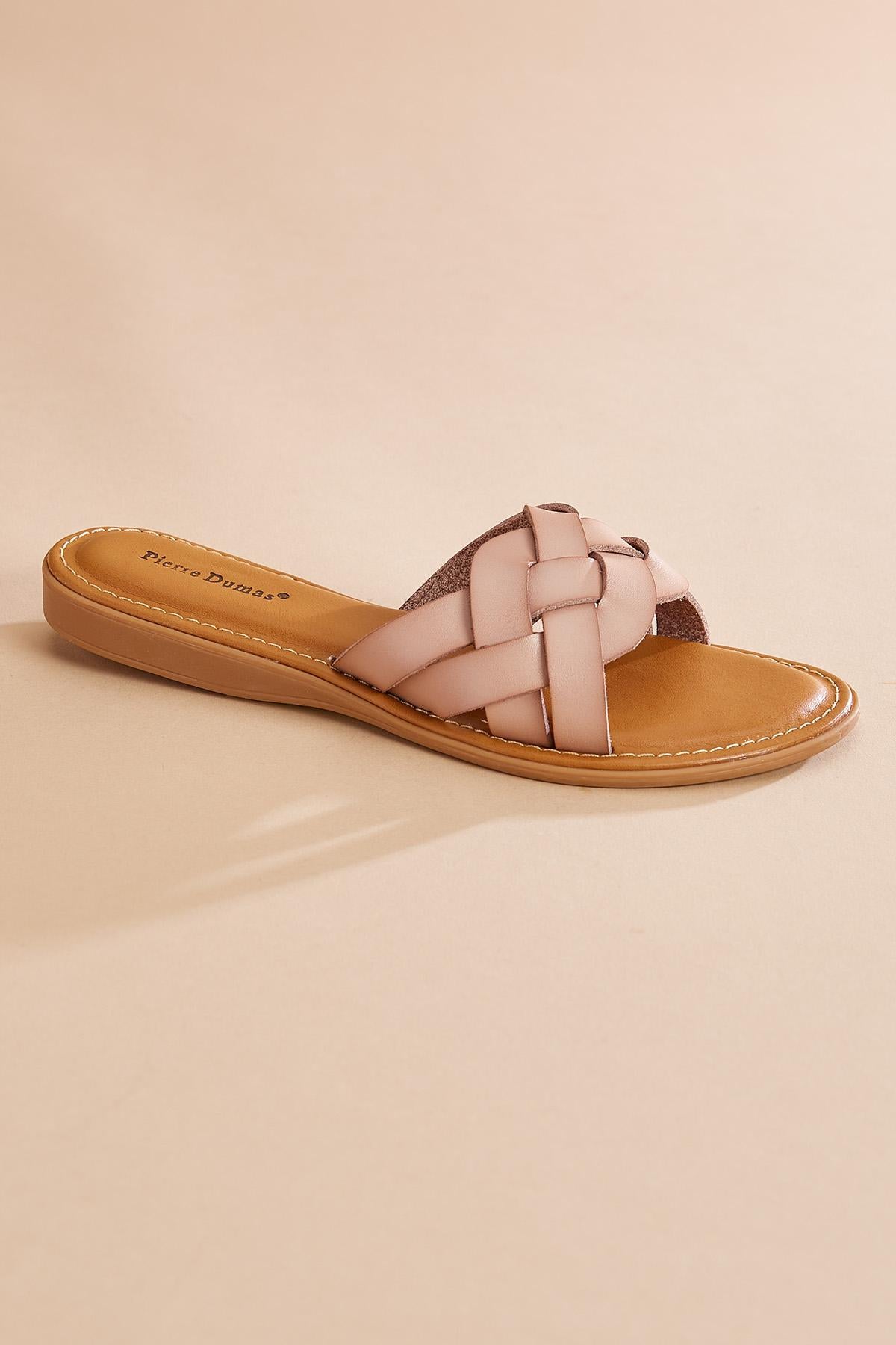 Versona woven faux leather band sandals BEIGE