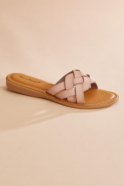 Versona woven faux leather band sandals BEIGE