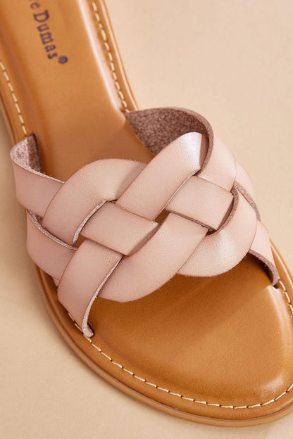 Versona woven faux leather band sandals BEIGE