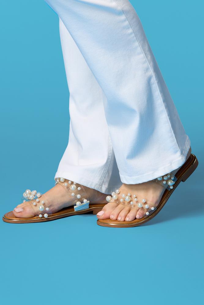 Versona pearl embellished clear band sandals CRYSTAL_CLEAR