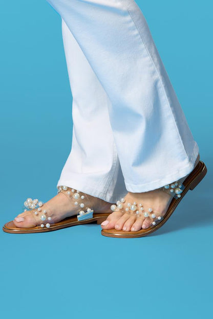 Versona pearl embellished clear band sandals CRYSTAL_CLEAR