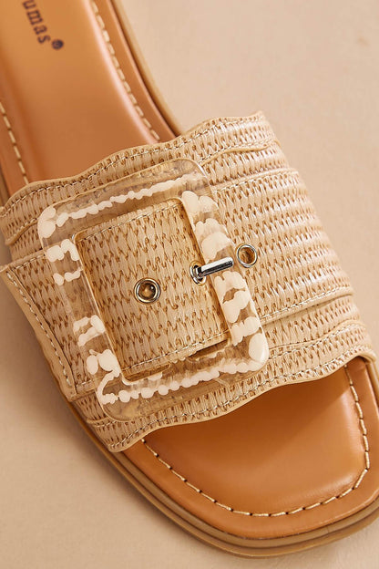 Versona raffia buckle band sandals BEIGE