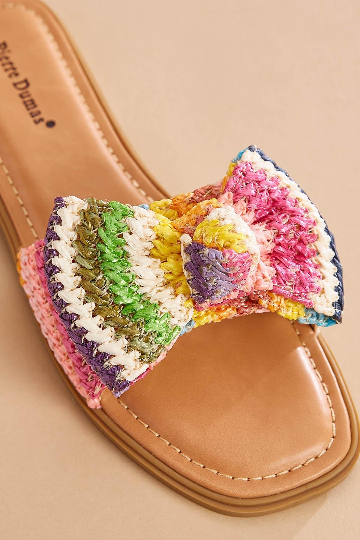 Versona multicolor raffia bow sandals MULTI