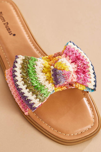 Versona multicolor raffia bow sandals MULTI