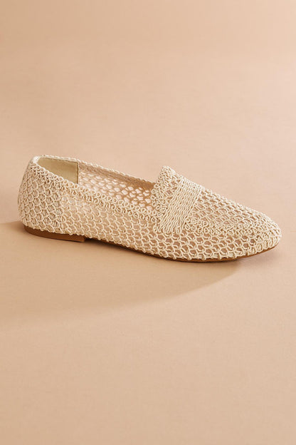 Versona beige textured open loafers BEIGE