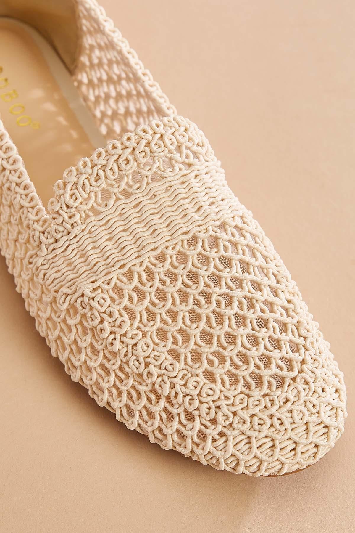 Versona beige textured open loafers BEIGE