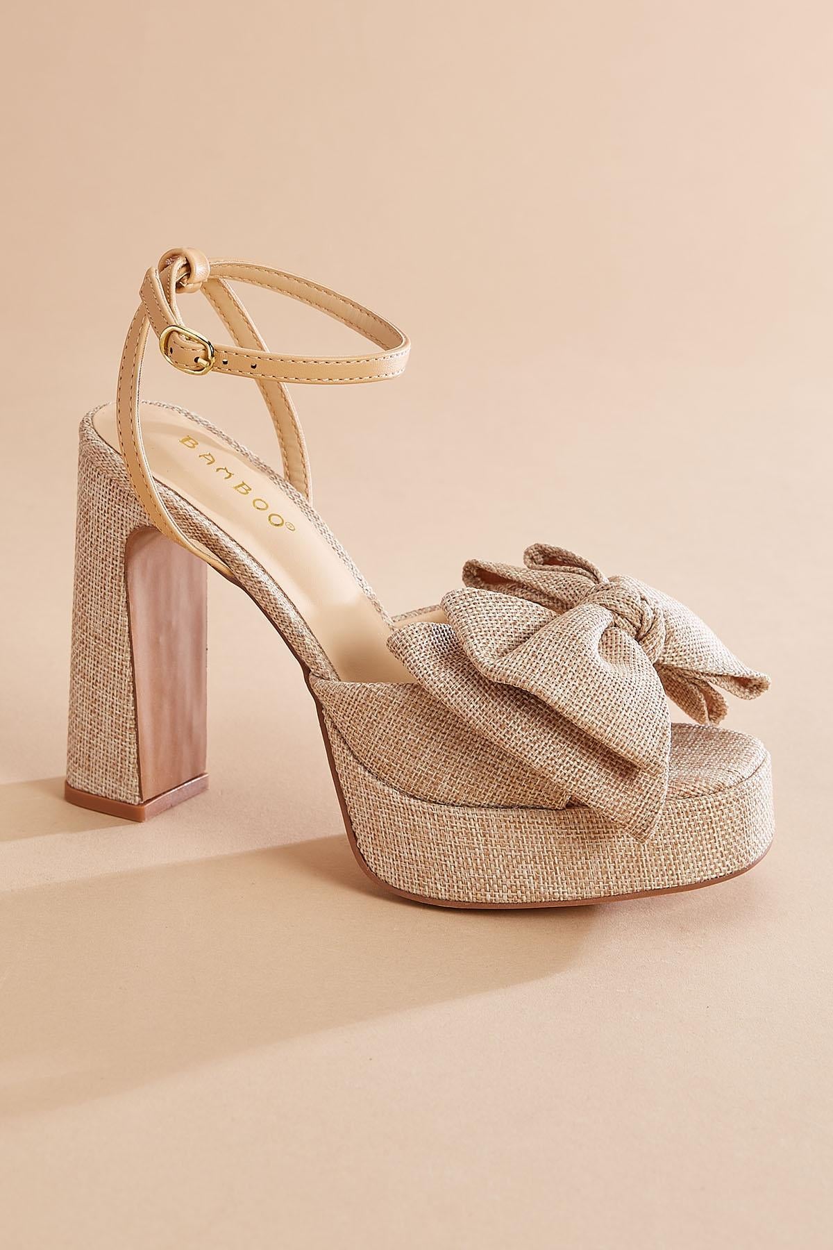 Versona linen bow platform heels BEIGE
