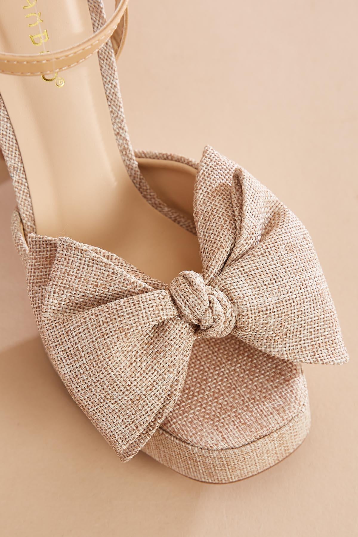 Versona linen bow platform heels BEIGE