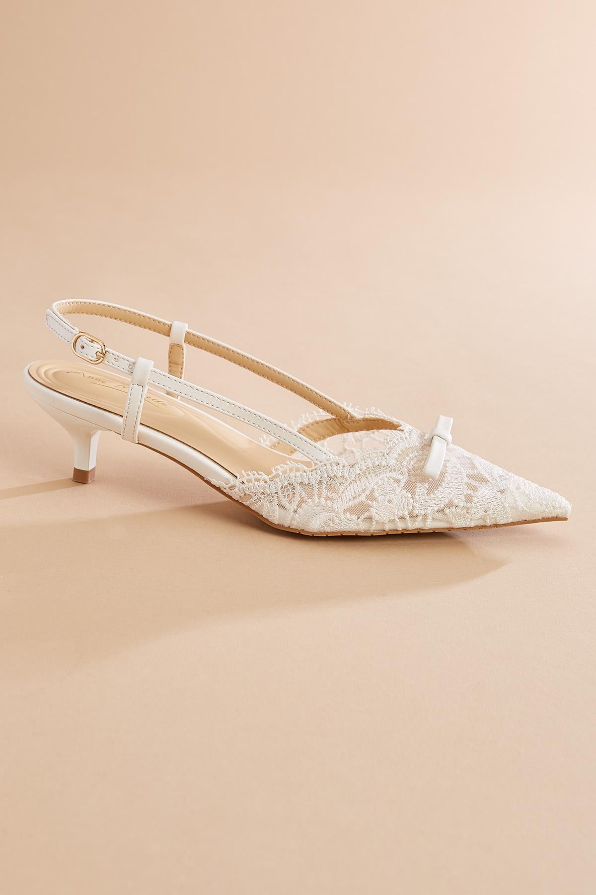 Versona lace sling back kitten heels WHITE