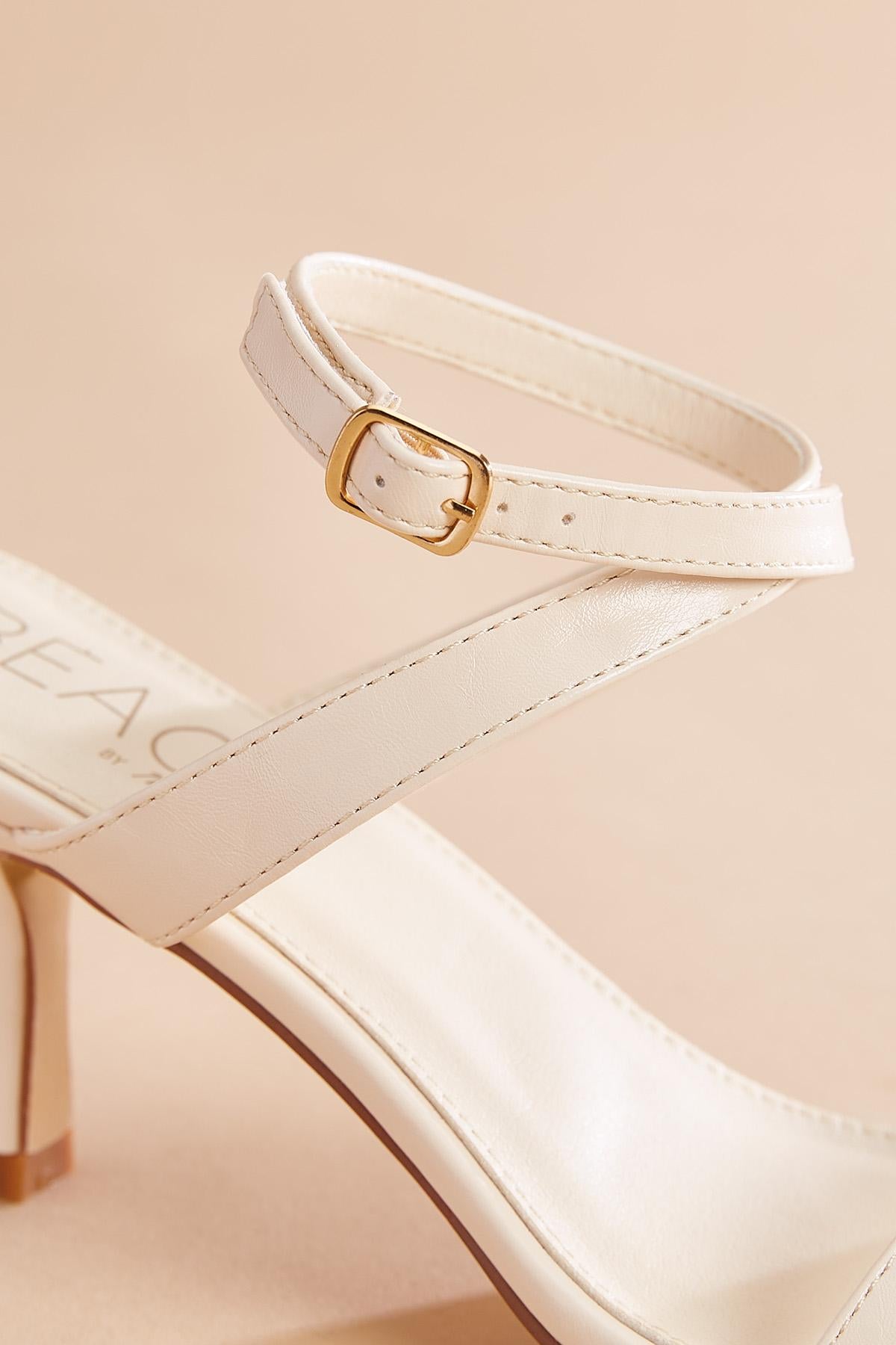 Versona faux leather crossover ankle strap heels BROWN
