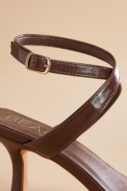Versona faux leather crossover ankle strap heels BROWN