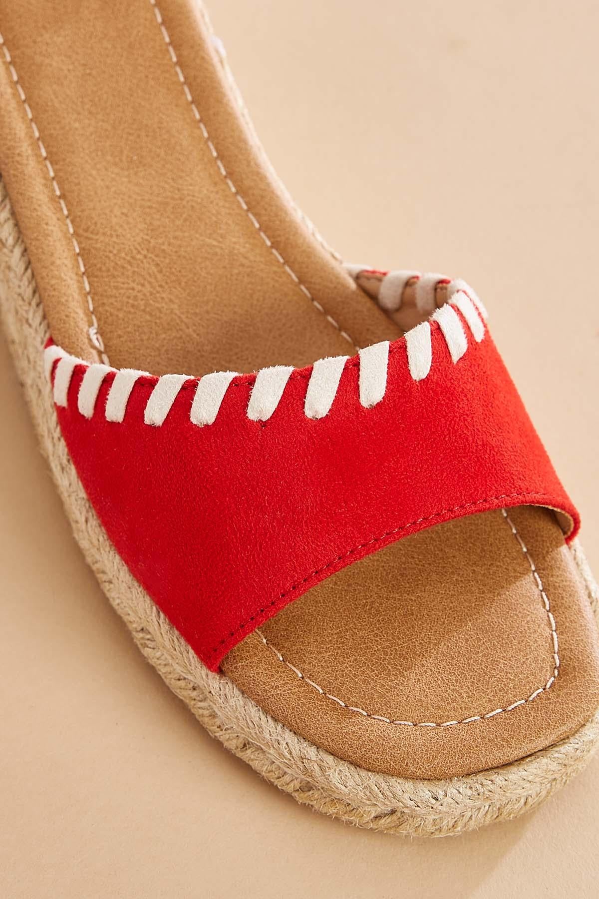 Versona stitched ankle strap platform wedge sandals BEIGE