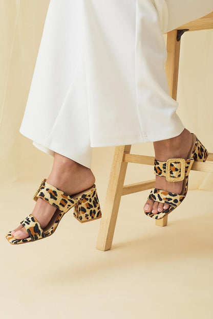 Versona leopard print buckle band heels LEOPARD_PATTERN