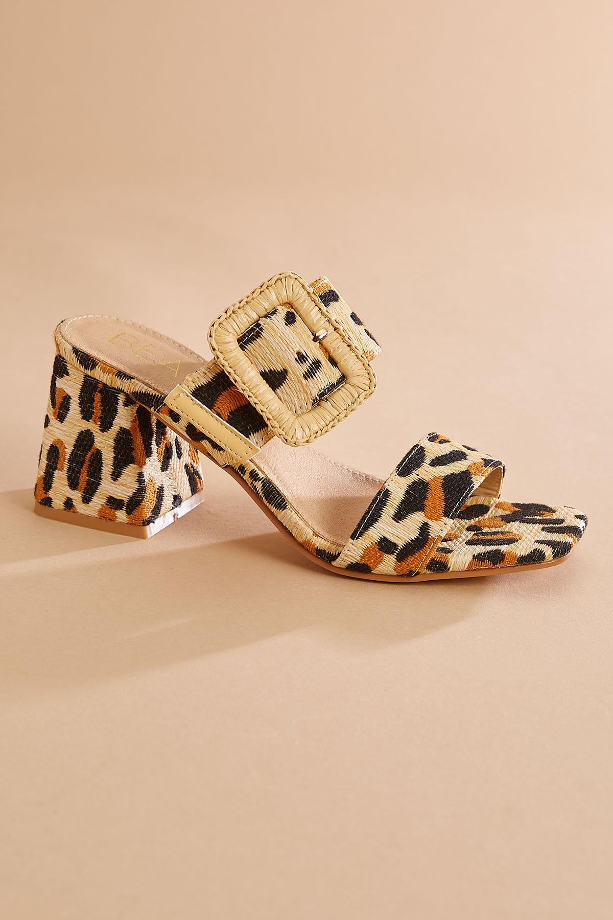 Versona leopard print buckle band heels LEOPARD_PATTERN