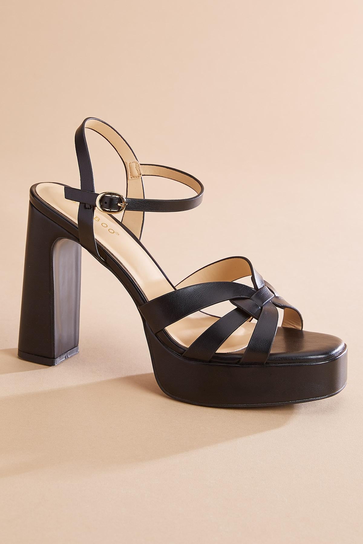Versona criss cross strap platform heels BLACK