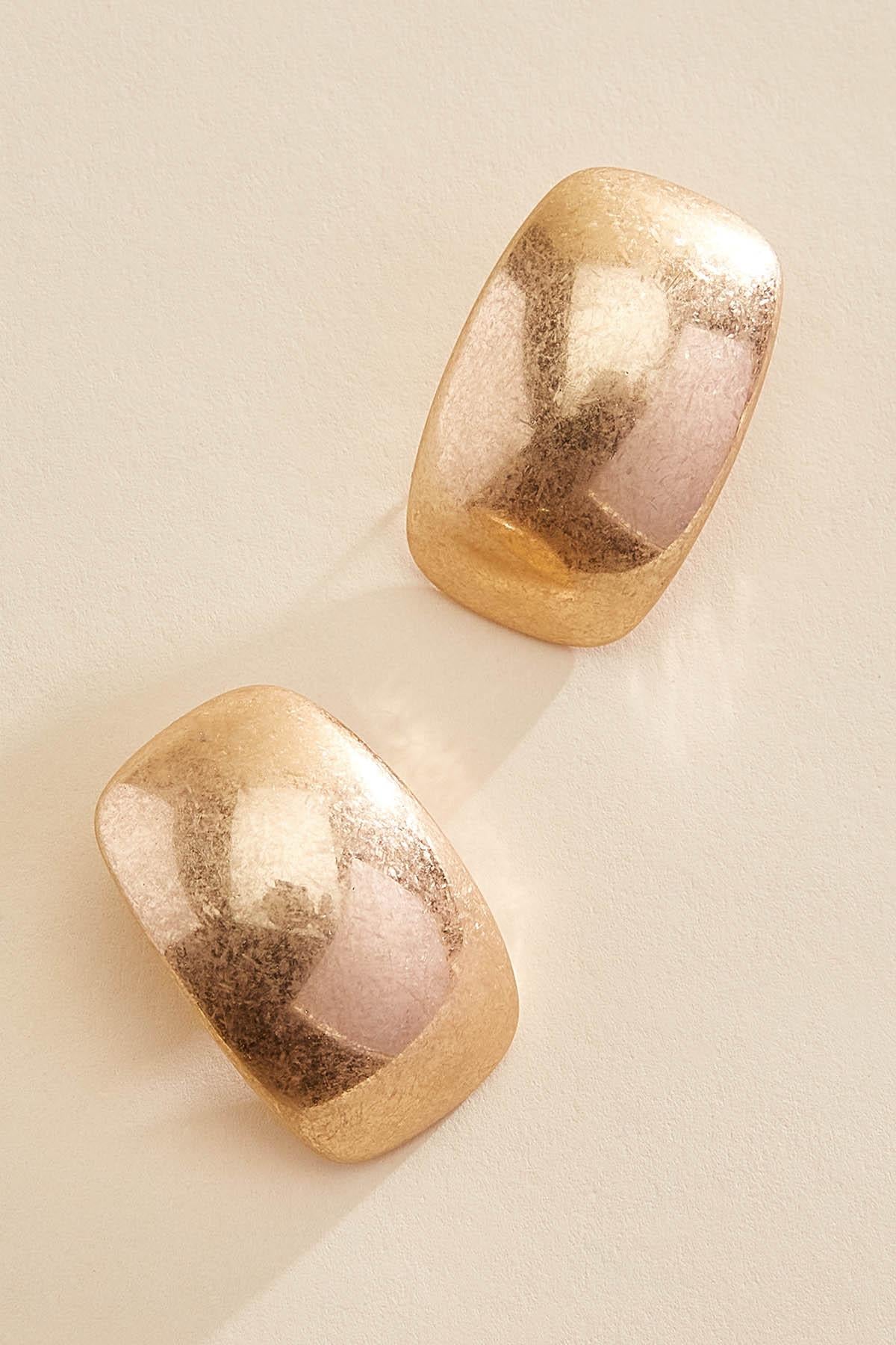 Versona brushed gold stone stud earrings GOLD