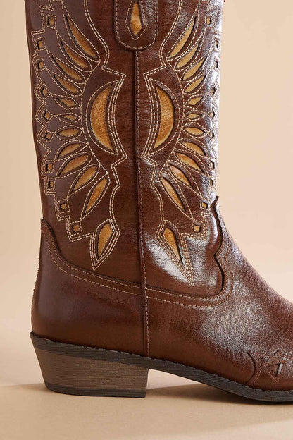 Versona western embroidered pull on boots BROWN