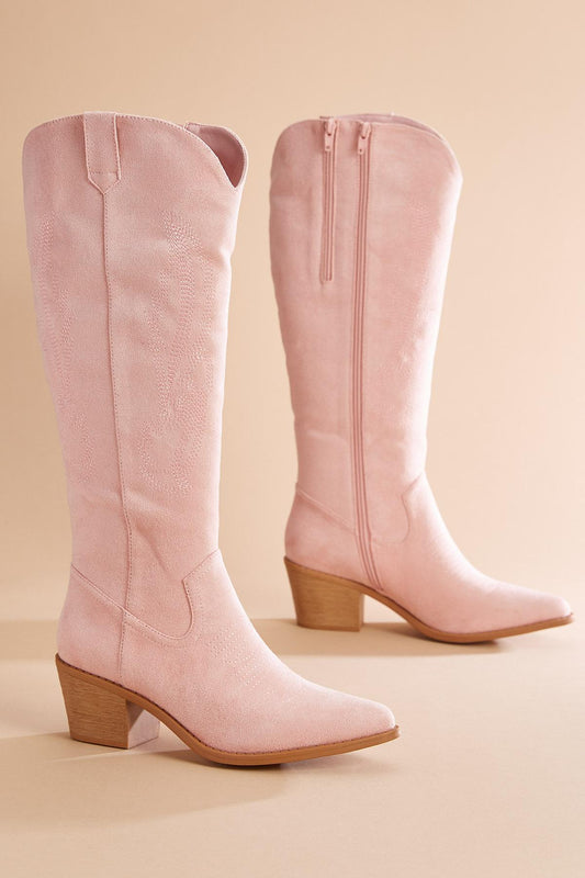 Versona tall pink faux suede cowboy boots PINK