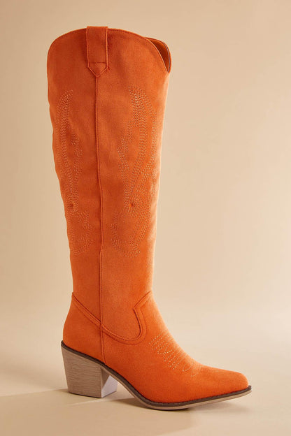 Versona tall pink faux suede cowboy boots PINK