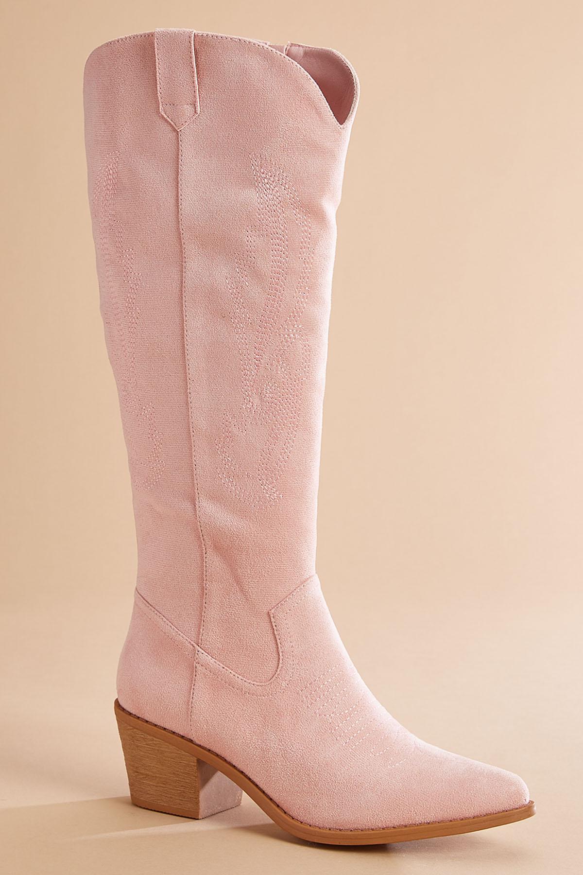Versona tall pink faux suede cowboy boots PINK
