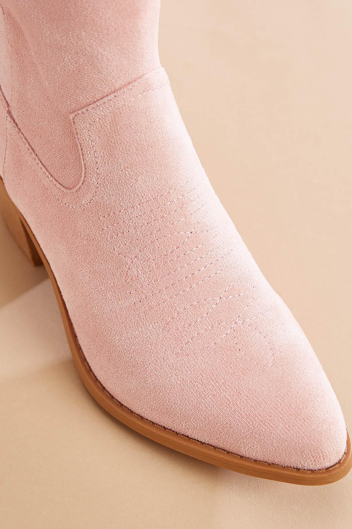 Versona tall pink faux suede cowboy boots PINK