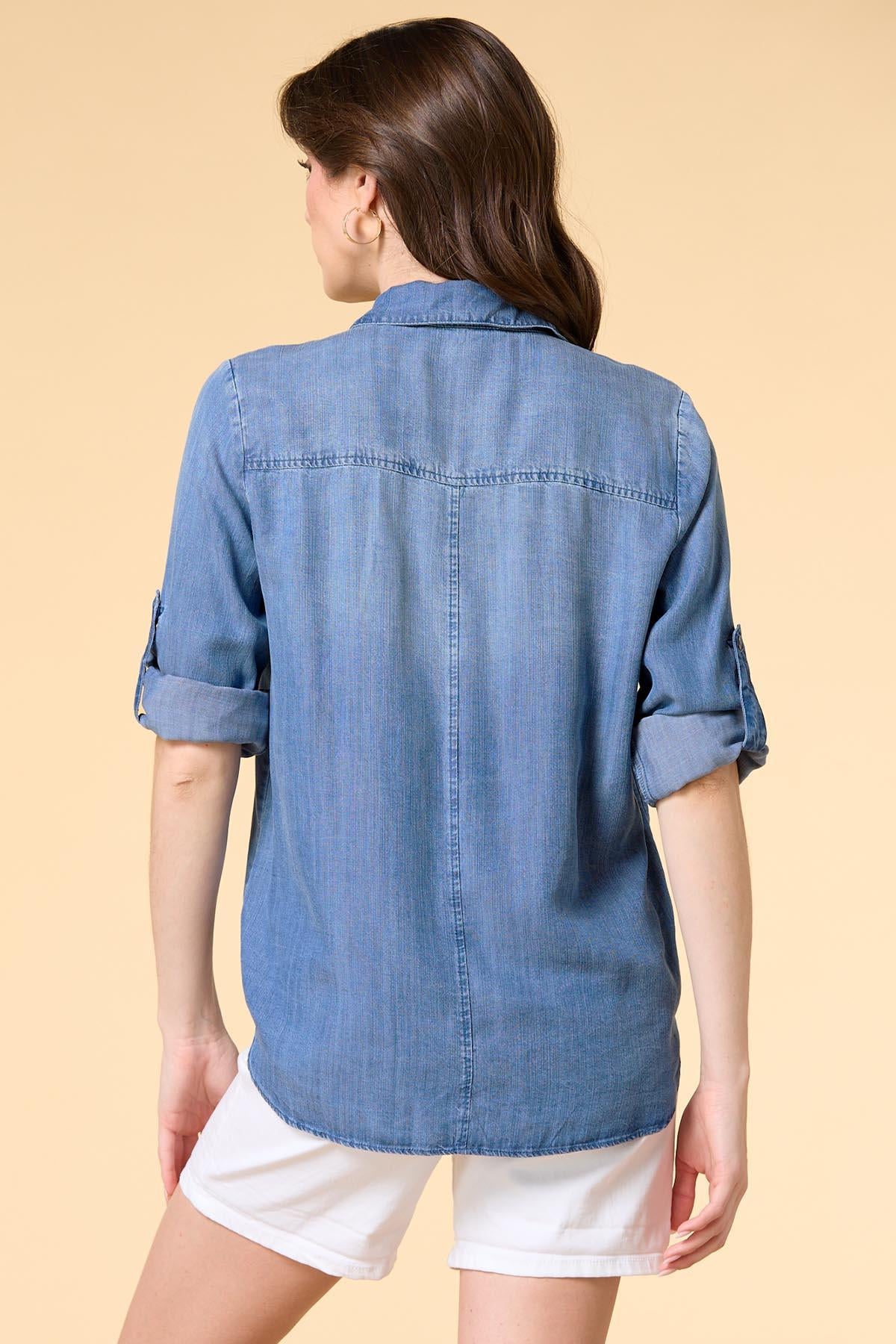 Versona soft sway chambray shirt DARK_WASH_DENIM