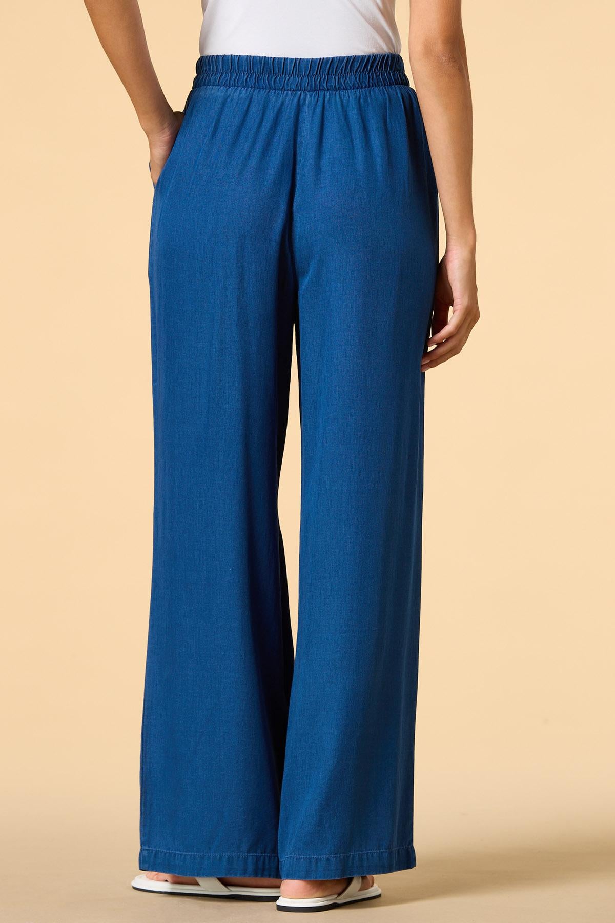 Versona relaxed fit chambray pants BLUE