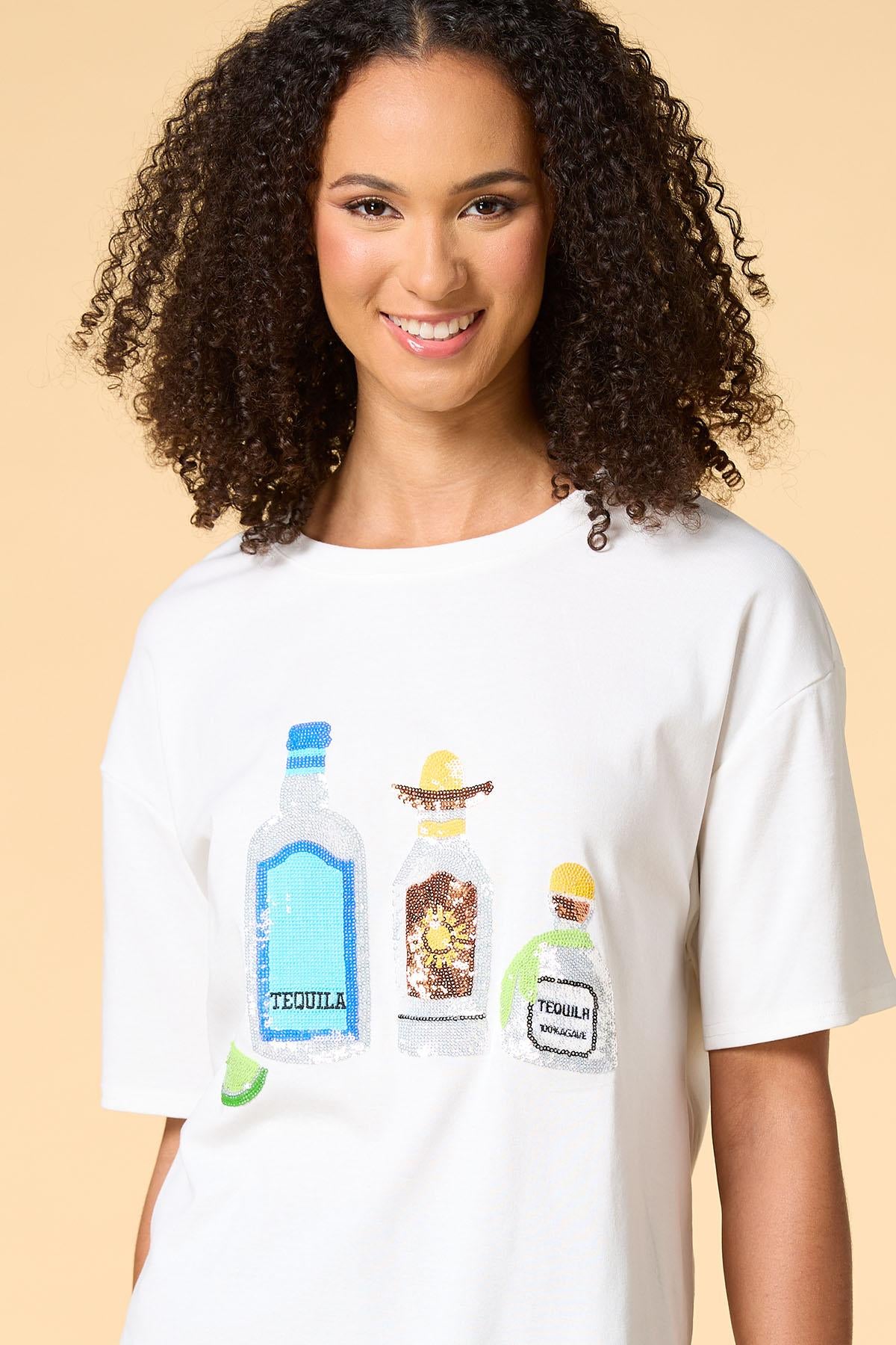 Versona tequila sunrise sequin tee WHITE