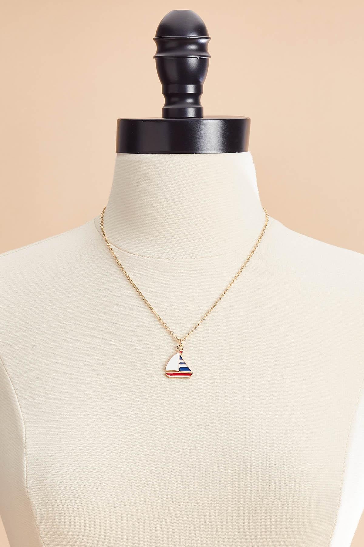 Versona enamel sailboat pendant necklace MARITIME_BLUE