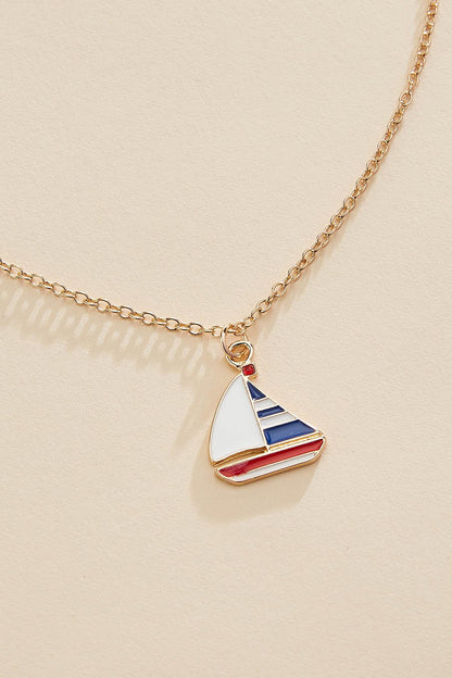 Versona enamel sailboat pendant necklace MARITIME_BLUE