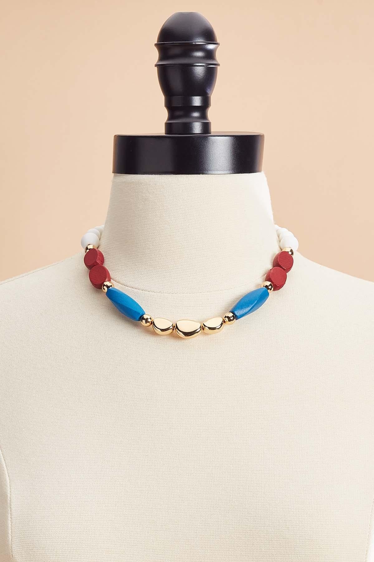 Versona americana wood beaded necklace RACING_RED