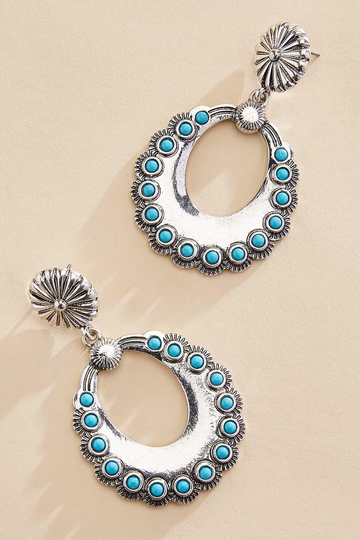 Versona silver turquoise dangly earrings TURQUOISE