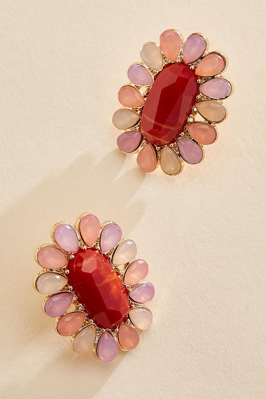 Versona multicolor stone halo stud earrings MULTI_SPRING