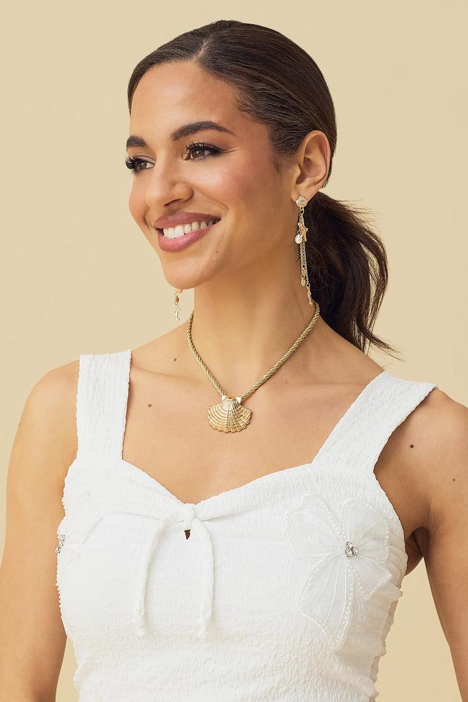 Versona gold rope chain seashell necklace GOLD