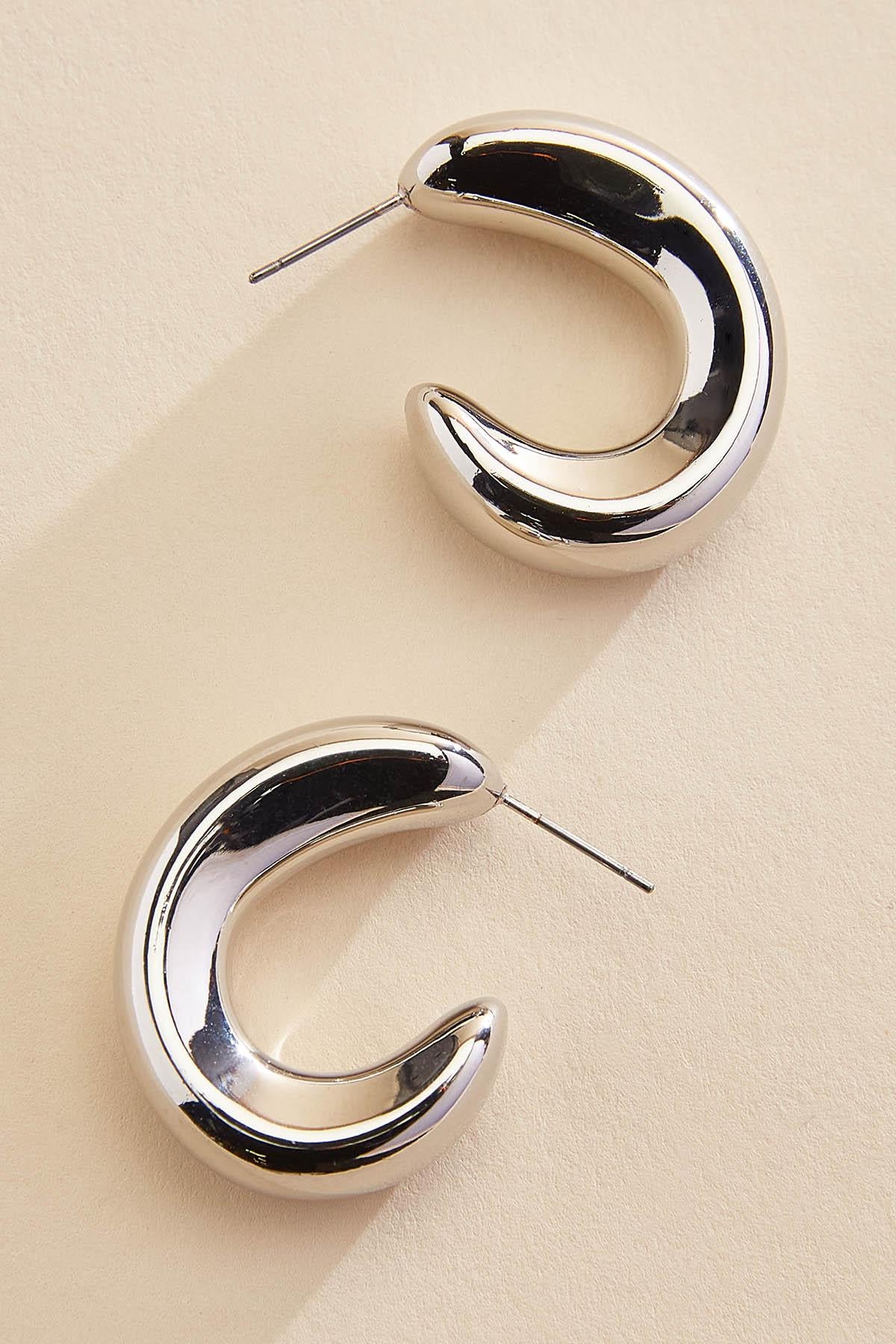 Versona puffy silver hoop earrings SILVER