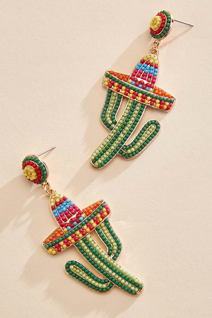 Versona beaded cactus icon earrings MULTI_SPRING