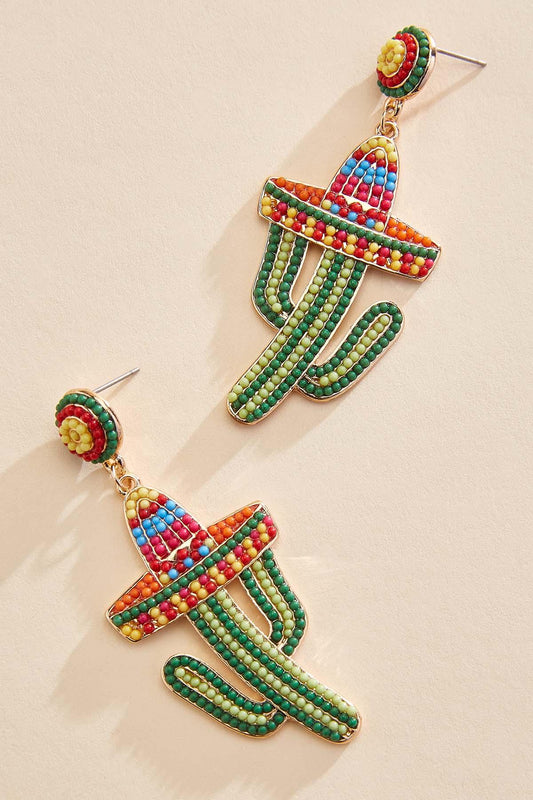 Versona beaded cactus icon earrings MULTI_SPRING