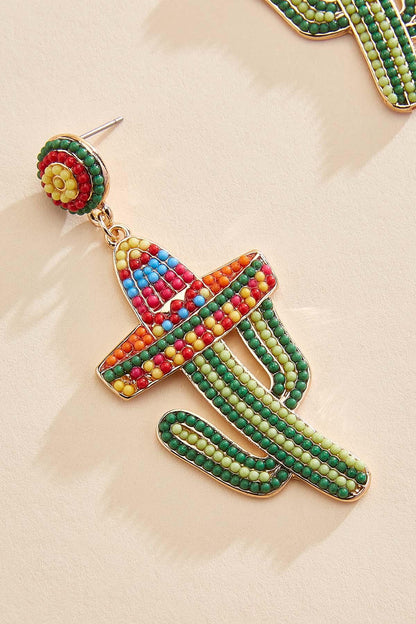 Versona beaded cactus icon earrings MULTI_SPRING