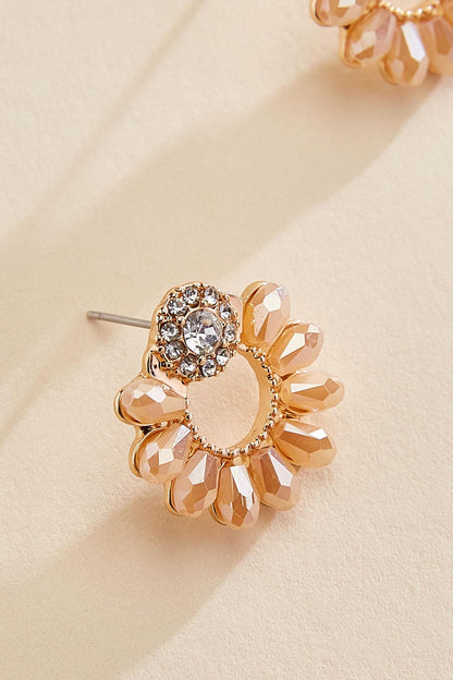 Versona glass rhinestone circle stud earrings LIGHT_TAUPE