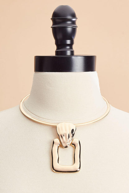 Versona hammered gold square collar necklace GOLD
