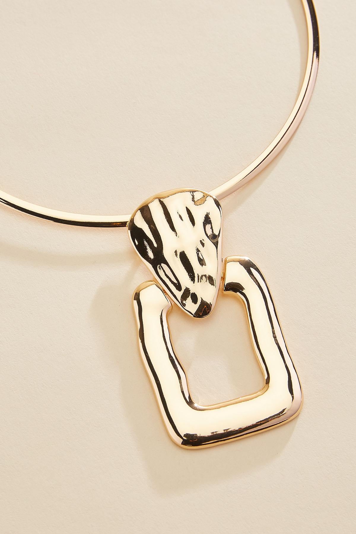 Versona hammered gold square collar necklace GOLD