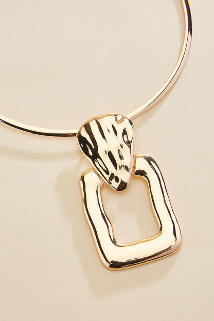 Versona hammered gold square collar necklace GOLD