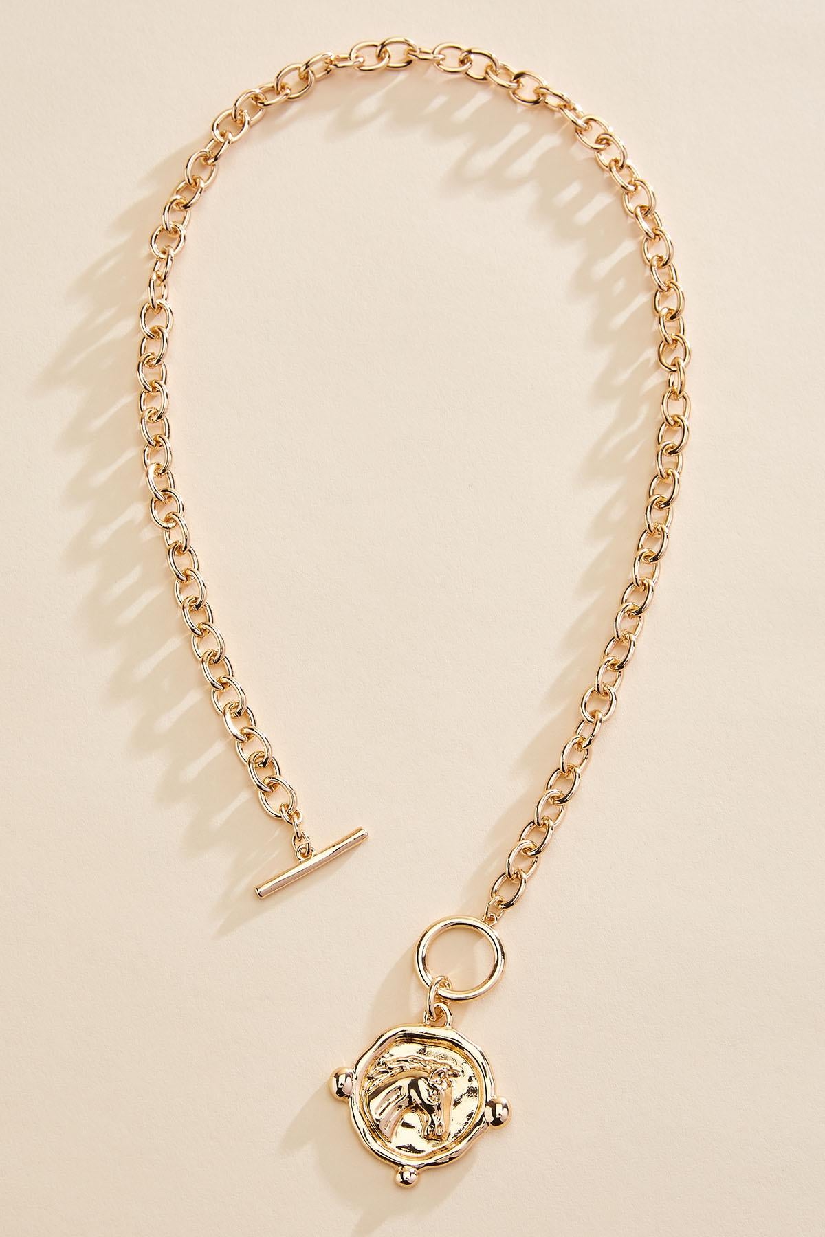 Versona gold horse pendant toggle necklace GOLD
